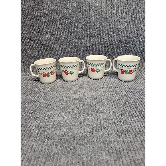 4 Pc Corning/Corelle Farm Fresh Fruit Pattern Coffee Mugs‎ Microwave Safe - Picture 1 of 5